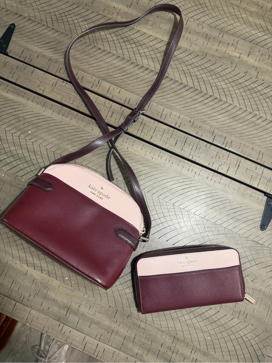 kate spade Handbags - kate spade Two-Tone Wine and Blush Crossbody with Matching Wallet
